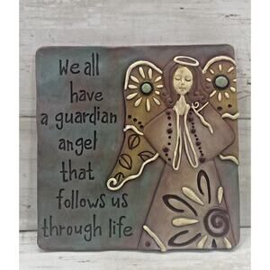 Angel Plaque Guardian Angel Through Life Inspirational Hanging Resin Wall Decor